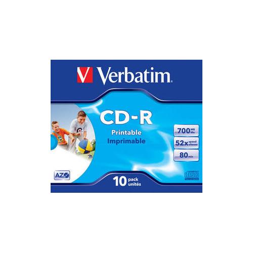 CD-R 700MB. 80MIN. IMPRIMIBLE (PACK 10 U.)( JEWEL CASE ) VERBATIM ( 43325 )