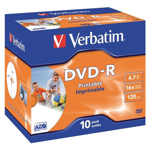 DVD-R IMPRIMIBLE ( PACK 10 UNIDADES)(JEWEL CASE) VERBATIM ( 43521 )