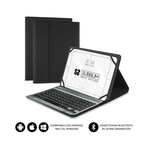 FUNDA TABLET 10.1" CON TECLADO BLUETOOTH SUBBLIM NEGRO SUB-KT2-BT0001