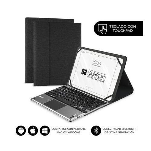 FUNDA TABLET 10.1" CON TECLADO TOUCHPAD BLUETOOTH SUBBLIM NEGRO KT2 -BTP001