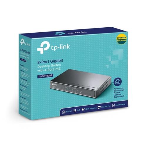 SWITCH TP-LINK TL-SG1008P 8 PUERTOS GIGABIT 10/100/1000 CON 4 PUERTOS POE