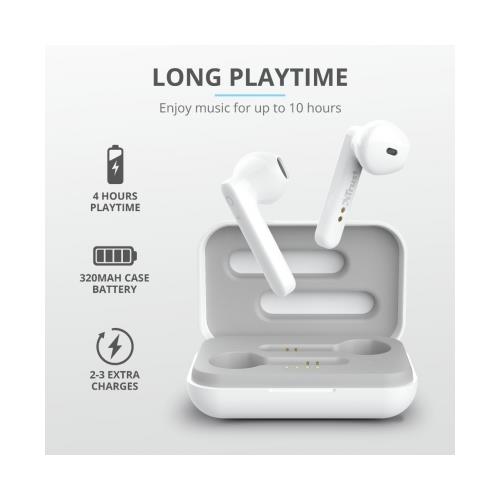 AURICULARES INTRAUDITIVOS TRUST PRIMO TOUCH BLUETOOTH BLANCO 23783