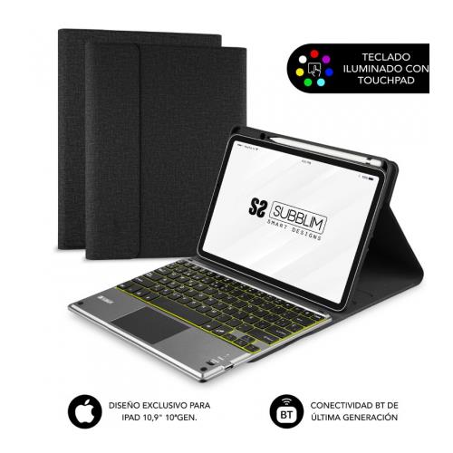 FUNDA TABLET 10.9" CON TECLADO SUBBLIM BLUETOOTH IPAD 10.9" 10ºGEN NEGRO