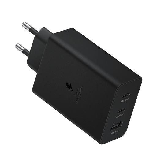 CARGADOR DE PARED 65W SAMSUNG  EP-T6530NB 2XUSB-C  1XUSB NEGRO