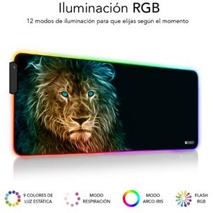✓ Alfombrilla ratón XL con luz led RGB 9 colores León