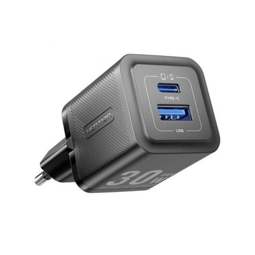 CARGADOR DE PARED 30W VENTION FEQB0 USB  USB-C  NEGRO