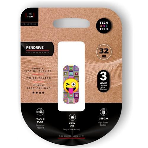 MINIDISCO PENDRIVE 32GB. TECH ONE TECH EMOJI GUIÑO USB 2.0