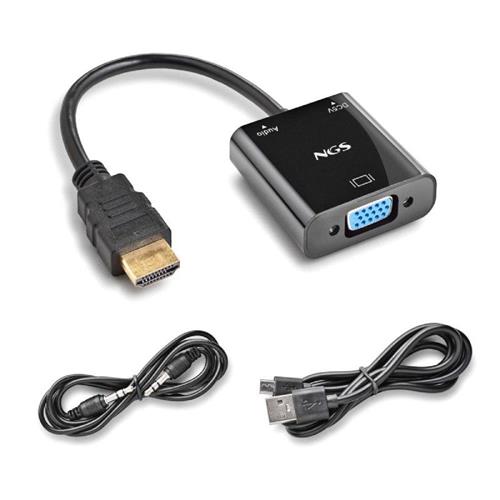 ADAPTADOR  HDMI MACHO A VGA HEMBRA JACK 3.5 HEMBRA NGS CHAMALEON