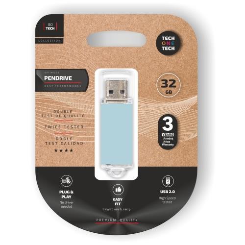 MINIDISCO PENDRIVE 32GB. TECH ONE TECH BASIC AZUL CIELO USB 2.0