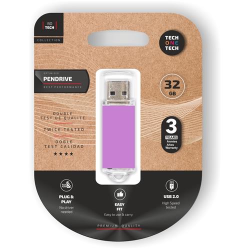 MINIDISCO PENDRIVE 32GB. TECH ONE TECH BASIC PURPURA USB 2.0