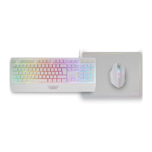 TECLADO RGB  USB + RATON 3200DPI RGB USB + ALF. MARS GAMING MCP124 BLANCO