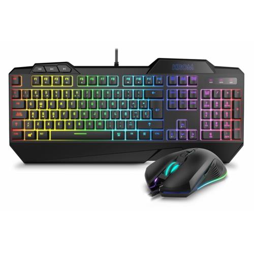 TECLADO SEMIMECANICO GAMING RGB  Y RATON RGB  USB RGB PACK KROM KRUSHER