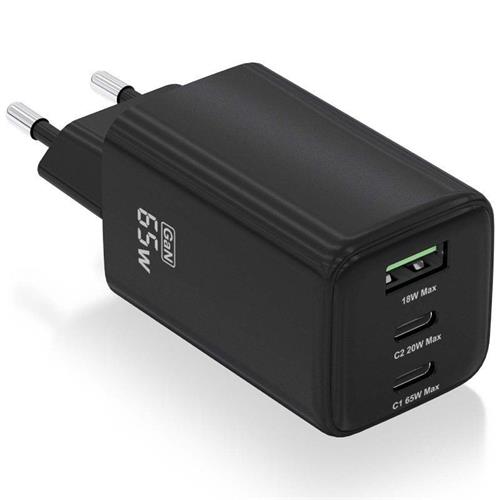 CARGADOR DE PARED 65W AISENS ASCH-65W3P042-BK  USB / 2 USB-C NEGRO