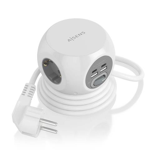 REGLETA CON INTERRUPTOR AISENS ASPS-2A2C04-W 3 TOMAS/ 2 USB/ 2 USB-C BLANCO