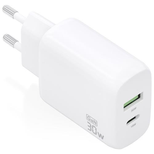 CARGADOR DE PARED 30W AISENS A110-0923 USB /  USB-C  BLANCO