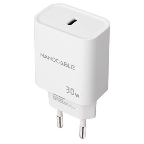 CARGADOR DE PARED 30W NANOCABLE 10.10.2009 USB-C  BLANCO