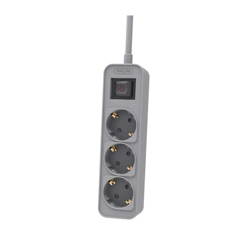 REGLETA CON INTERRUPTOR PHILIPS CHP2134G 3 TOMAS CABLE 1.5M GRIS